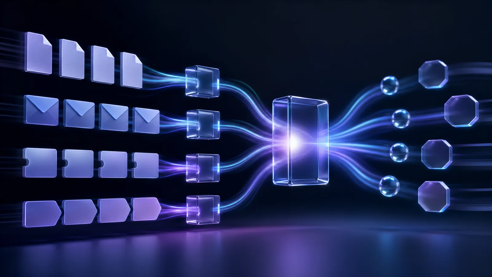 Flux abstraits reliant documents, messages et processus métier automatisés