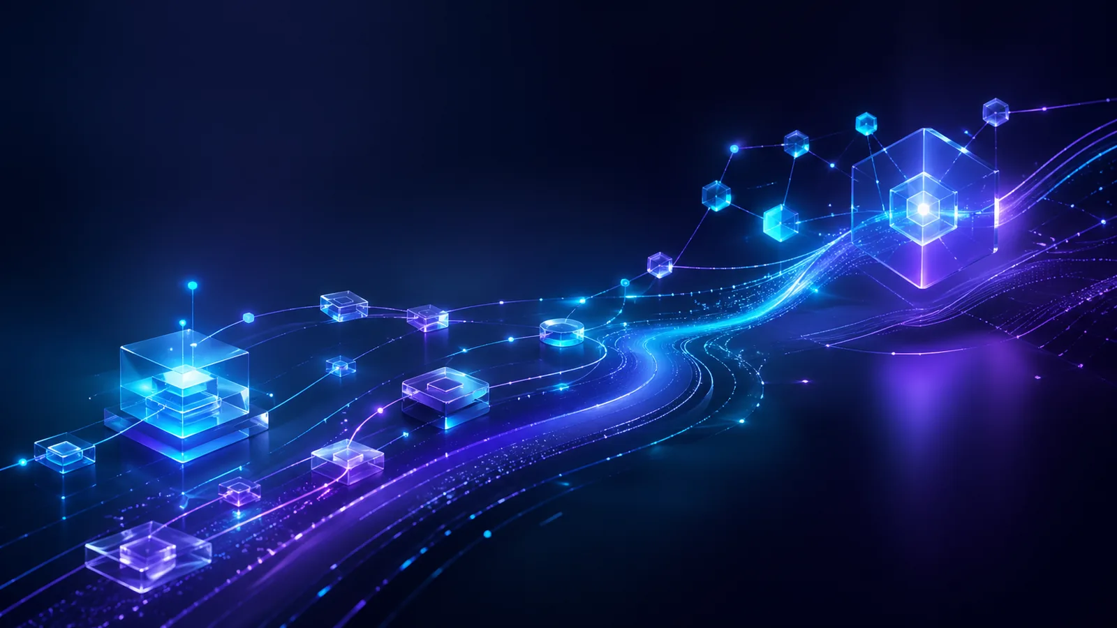 Flux abstraits d'automatisation IA reliant plusieurs modules métier